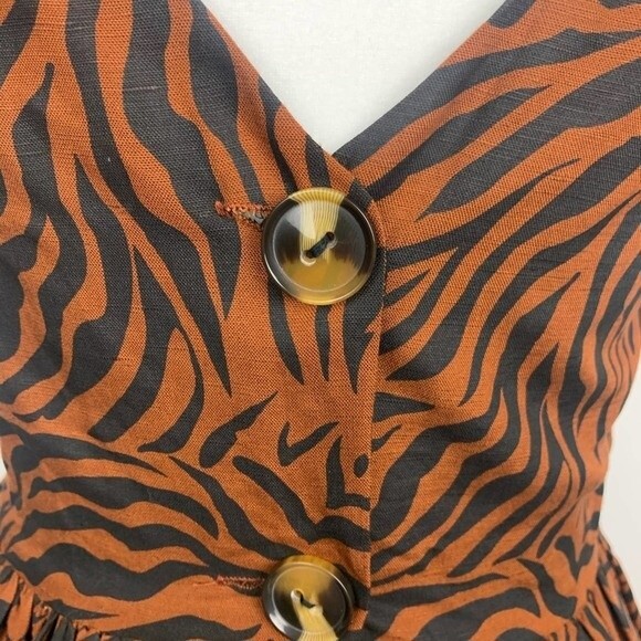 Line & Dot Mini Sleeveless Dress Size XS Tiger Print Button Up Open Back NEW - Picture 12 of 12